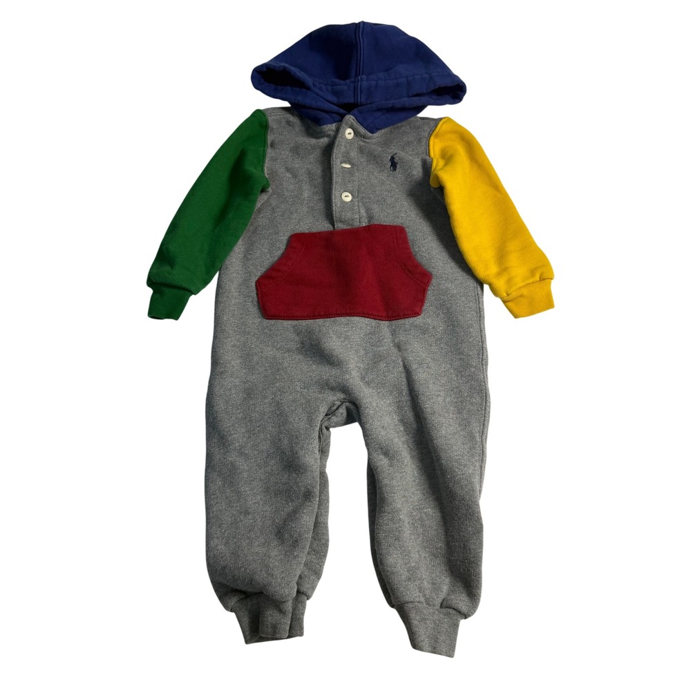 Polo Ralph Lauren ColorBlock Hoodie Sweatsuit Coveralls Jumpsuit 12m boy outfit